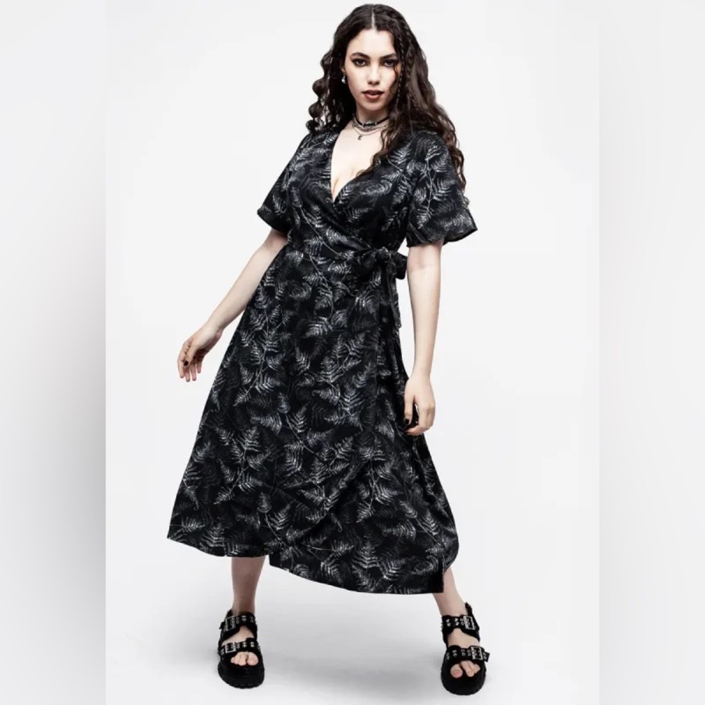 DISTURBIA wrap dress- midi fern- US 18